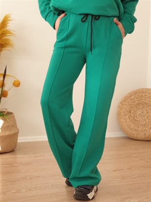 FELİX7641Önden Dikişli Şardonlu Yeşil Pantolon